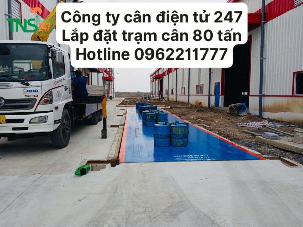 Lắp đặt cân xe tải điện tử 80 tấn tại Long An 