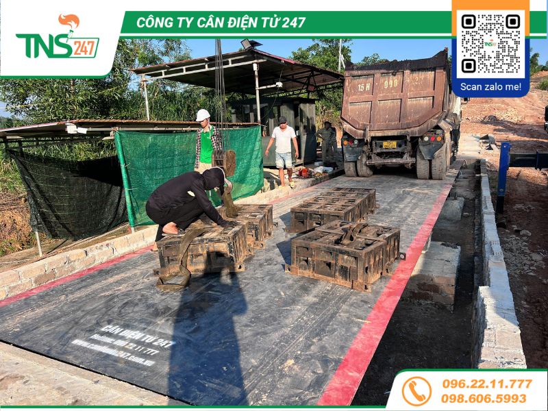 Lắp đặt nối dài bàn cân ô tô 80 tấn tại mỏ đất Hải Phòng