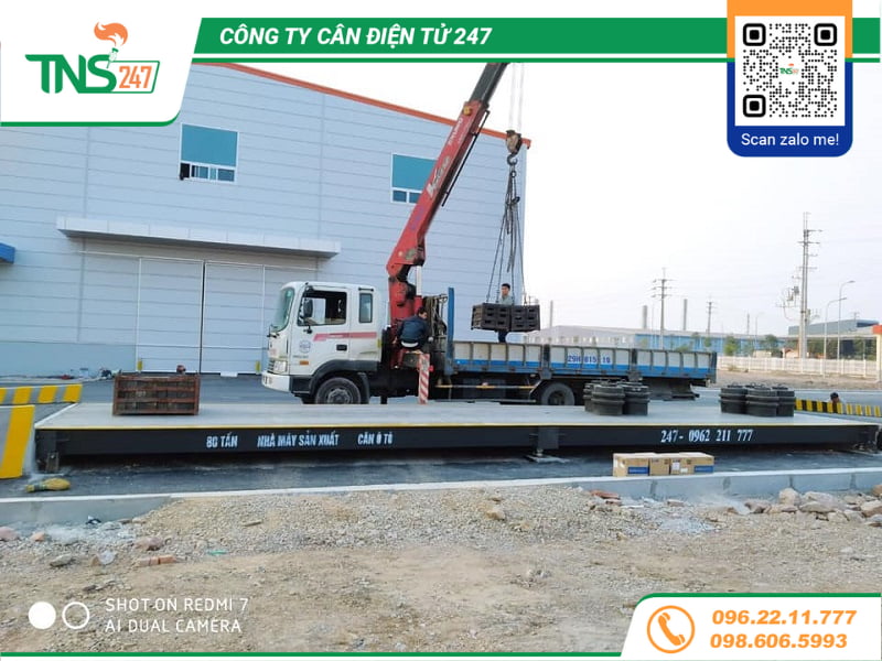 Lắp đặt cân xe tải điện tử 80 tấn tại Bắc Giang