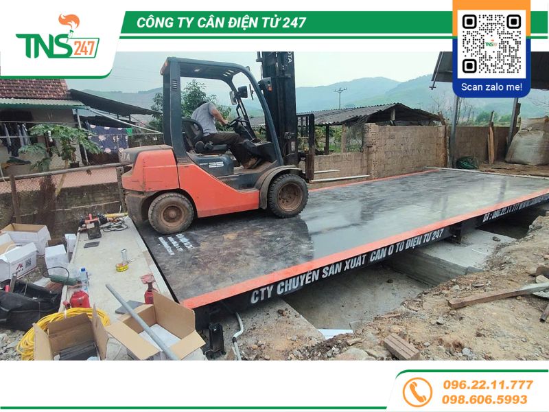 Lắp đặt cân ô tô điện tử 40 tấn tại xưởng chế biến gỗ Sơn Động bắc giang