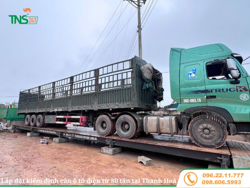 Lắp đặt cân ô tô điện tử 80 tấn tại mỏ đất Cao Lanh tỉnh Thanh Hoá
