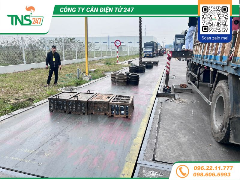 Kiểm định cân ô tô điện tử 100 tấn tại Kcn Lai Cách Hải Phòng