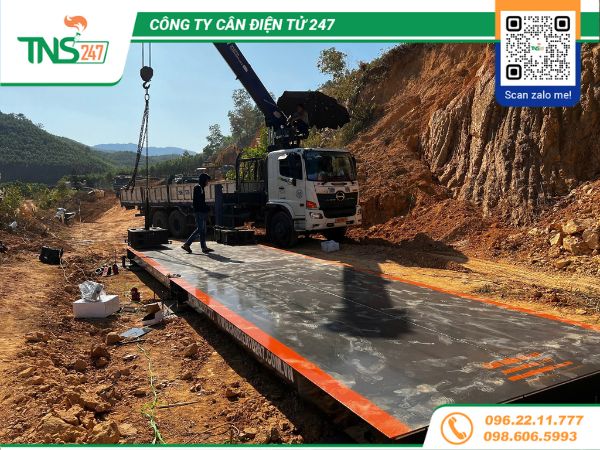 Lắp đặt cân ô tô điện tử 80 tấn tại mỏ đất Bắc Giang